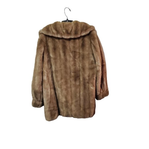 Dubrowsky & Joseph Tissavel France Light Brown Faux Button Up Fur Coat - Picture 2 of 9